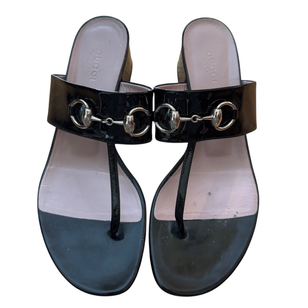 Gucci Black Women's Sandals, Size 38, US 8, Horsebit Design